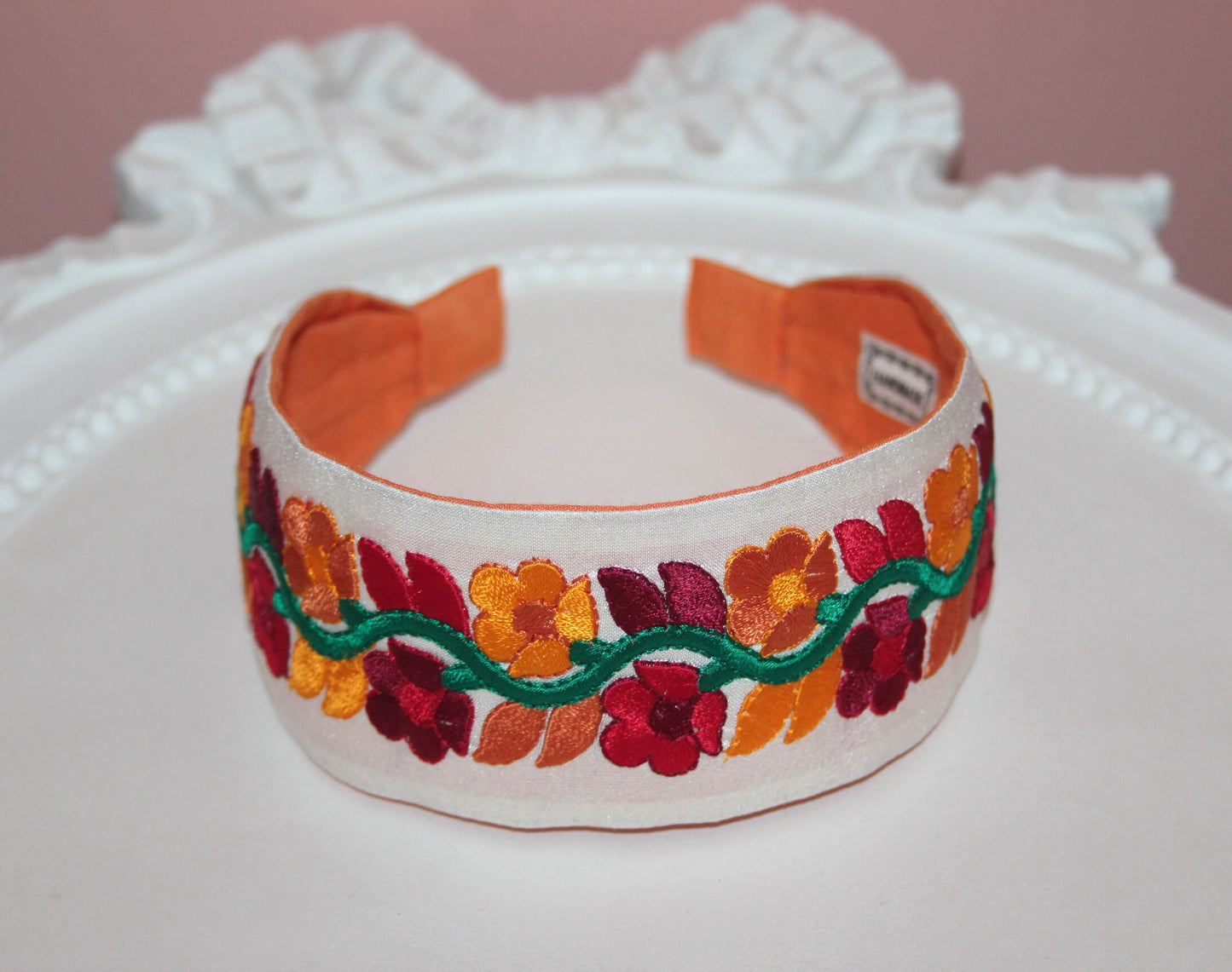 Colorful embroidered headband 2” inch luxury headpiece