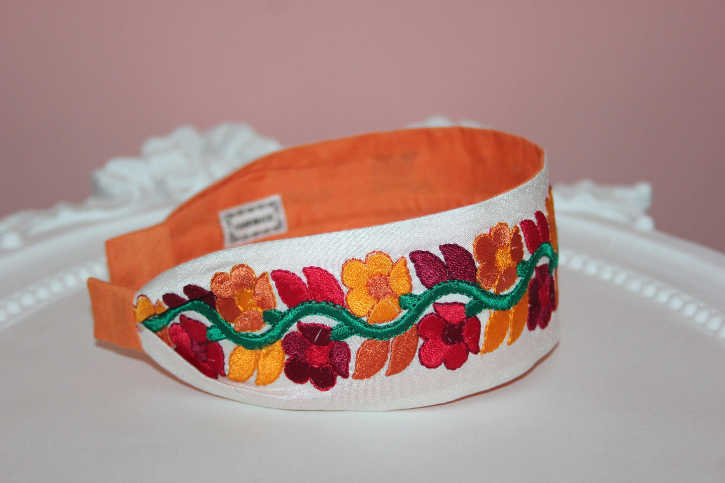 Colorful embroidered headband 2” inch luxury headpiece