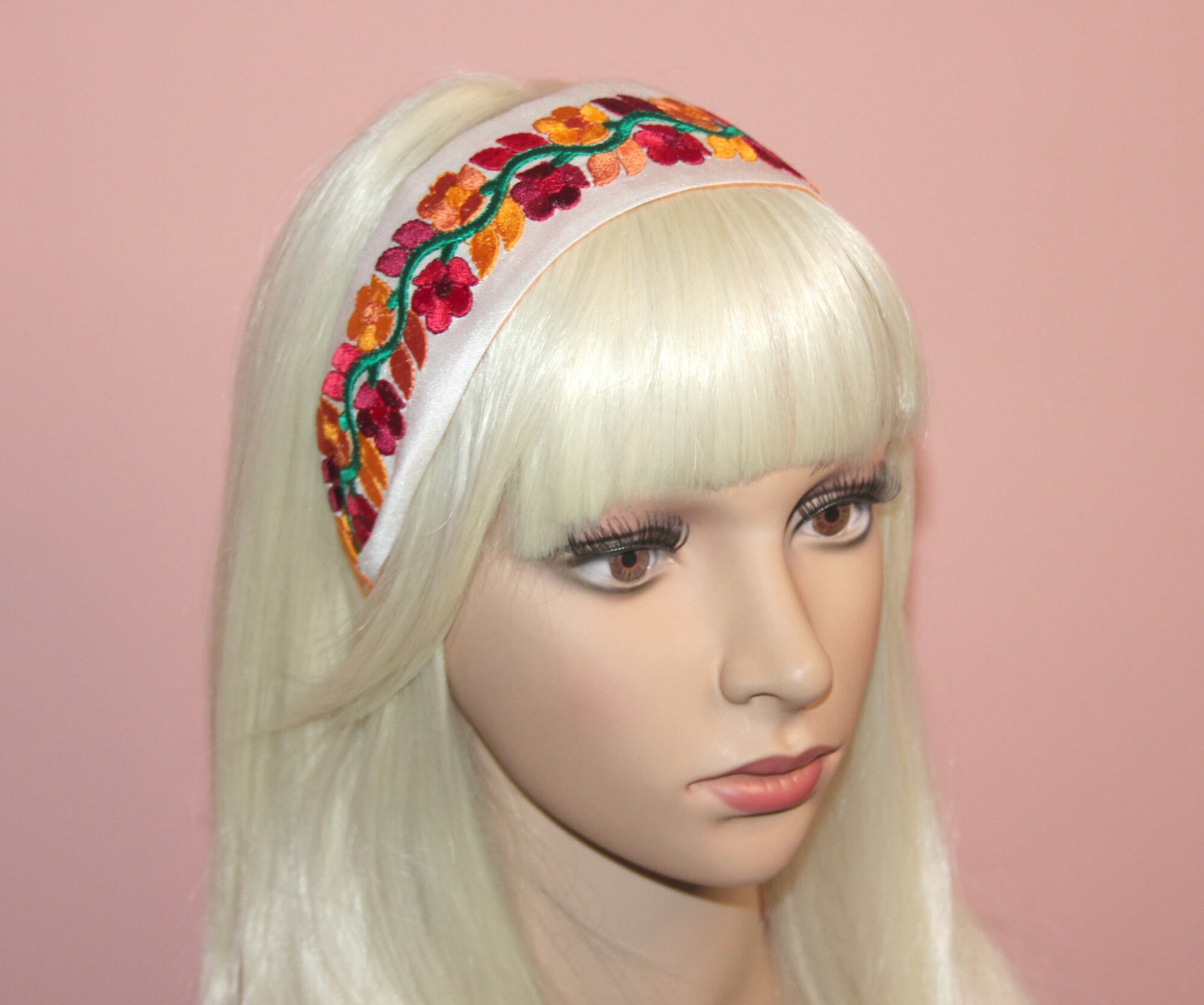 Colorful embroidered headband 2” inch luxury headpiece